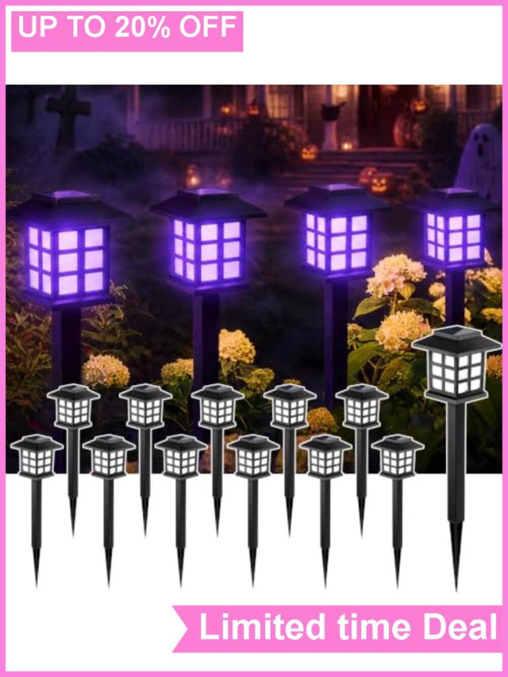 Solar Halloween Lights Outdoor Waterproof 12 Pack LED Path Lights